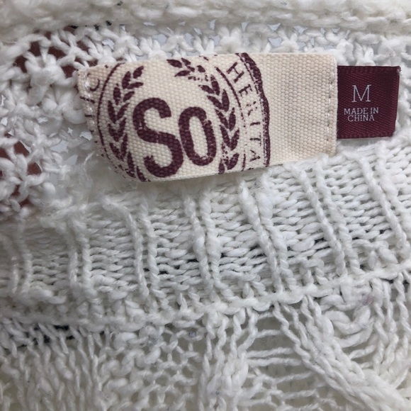 So Women’s cream net sweater longsleeve crewneck M - Picture 7 of 13